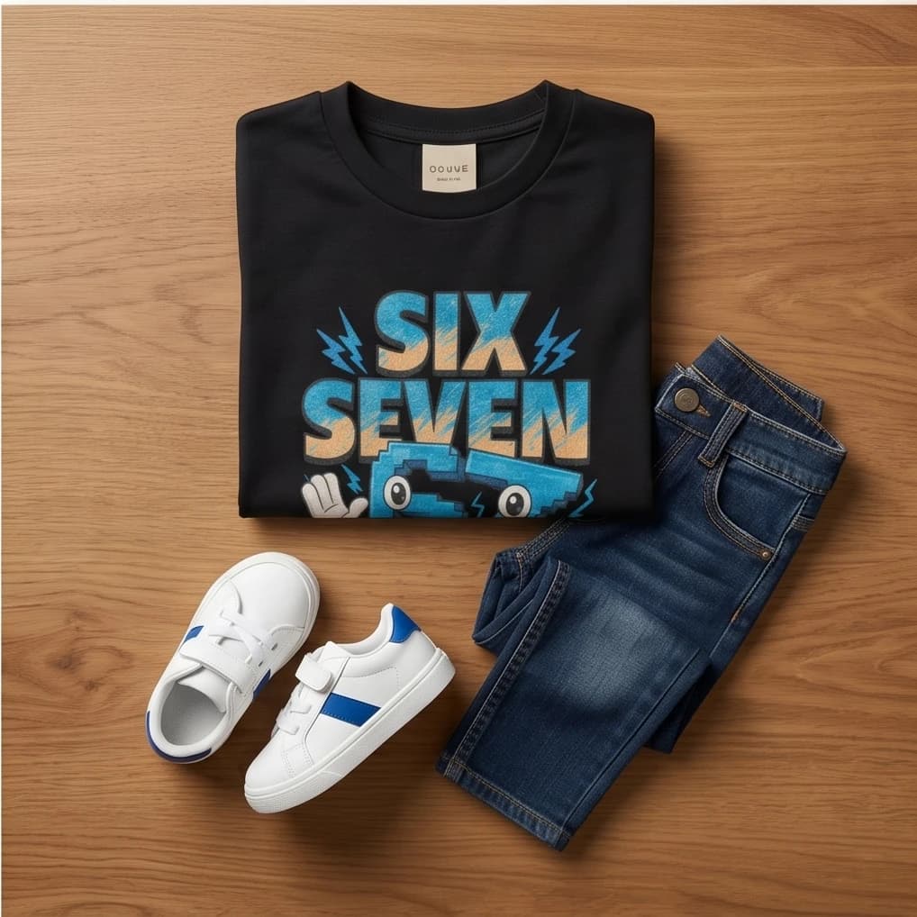 Koszulka z grafiką „SIX SEVEN”  4
