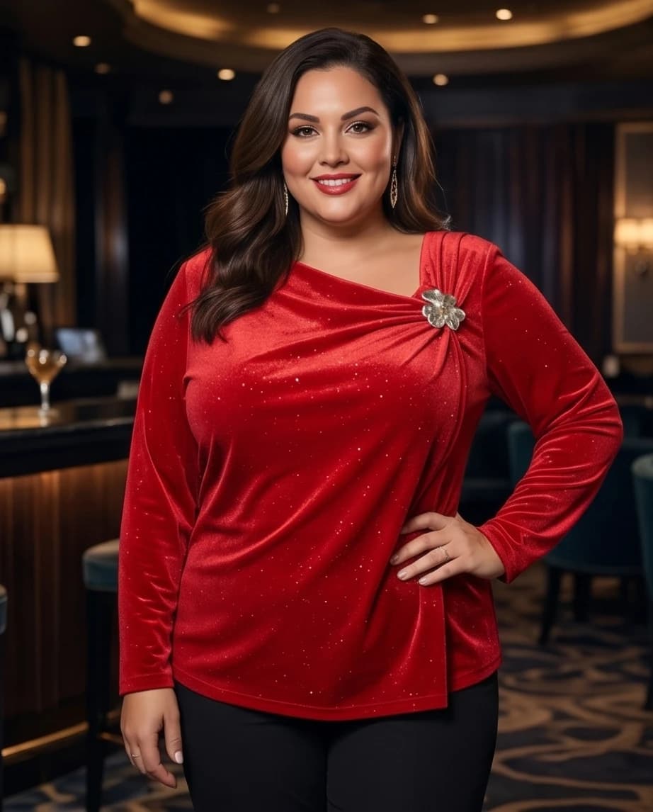 Elegancka czerwona bluzka - widok 2