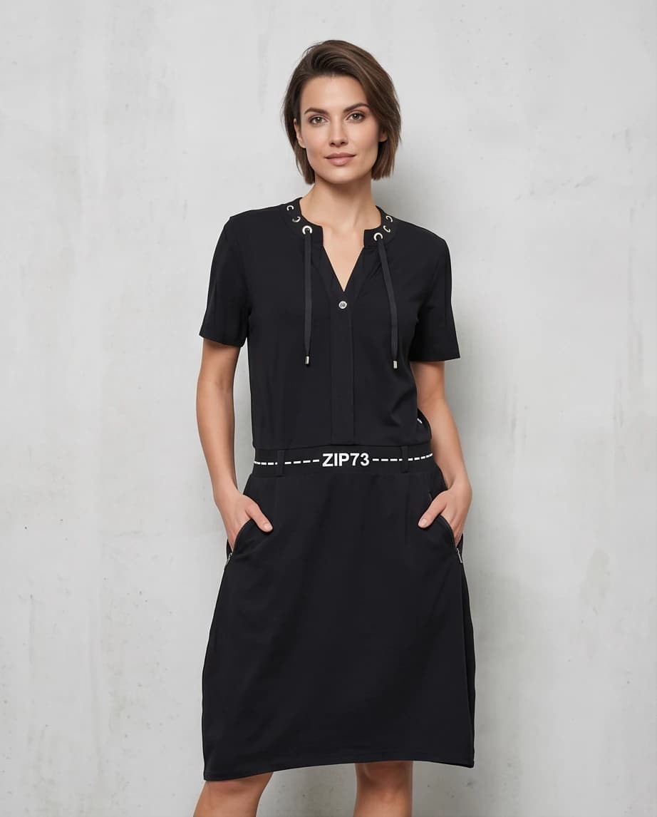 Czarna sukienka ZIP73