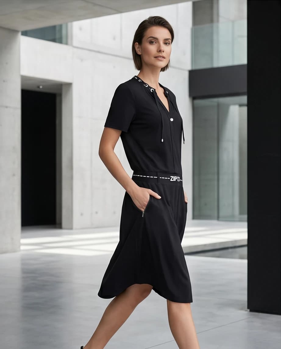 Czarna sukienka ZIP73 - widok 2