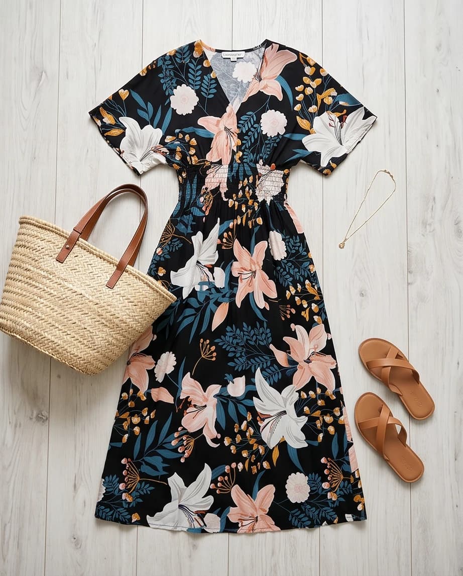 Sukienka maxi w kwiatowe wzory