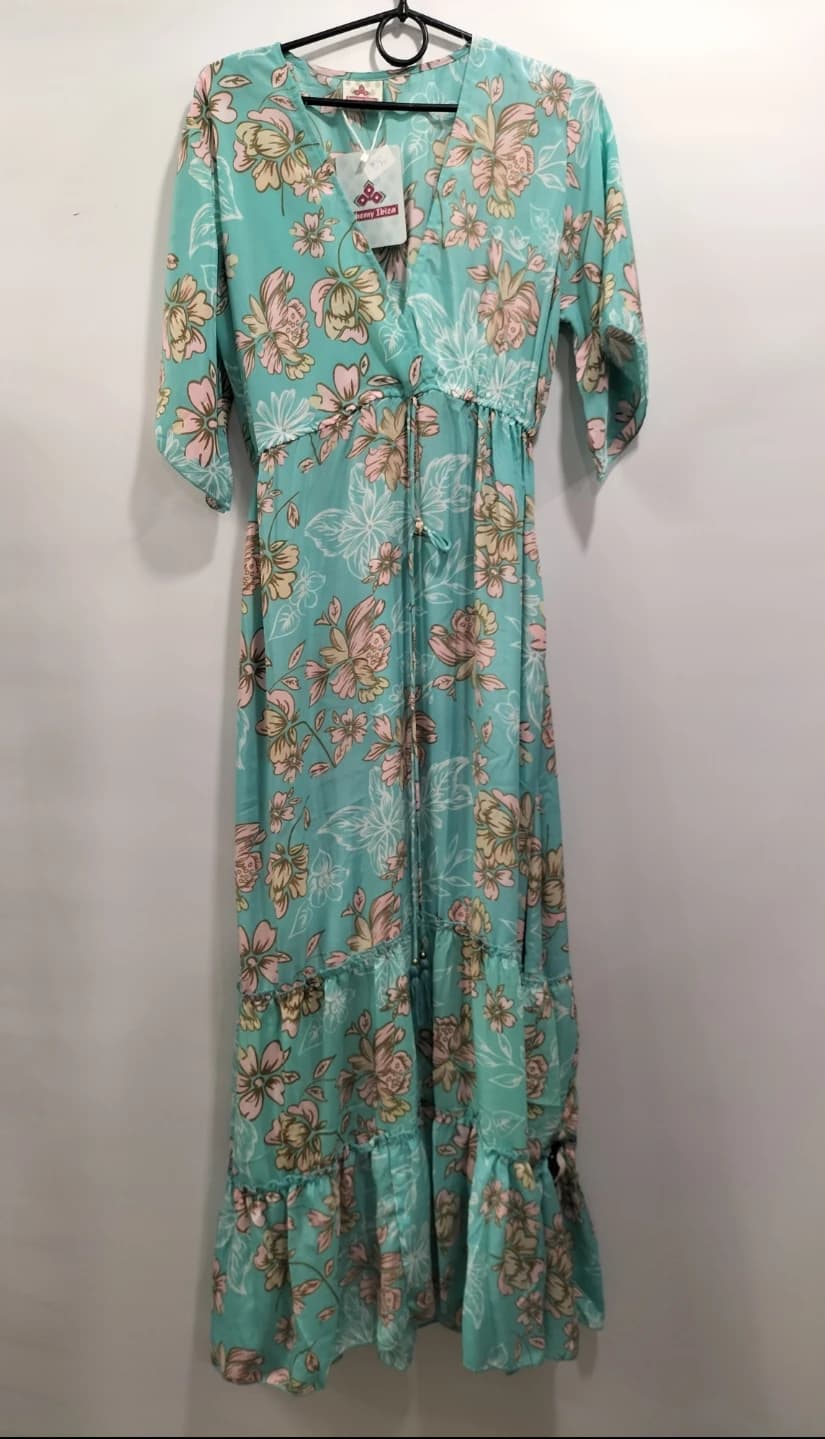 Zielona sukienka maxi w kwiaty  2