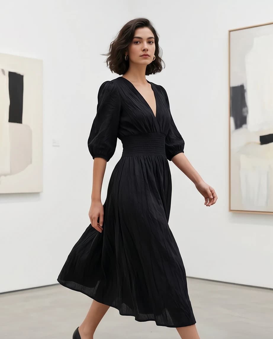 Czarna sukienka o unikalnej strukturze 3