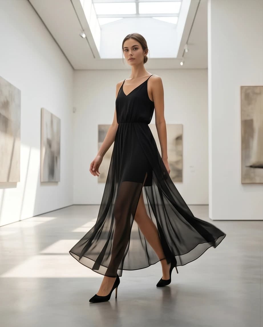 Czarna sukienka maxi 4