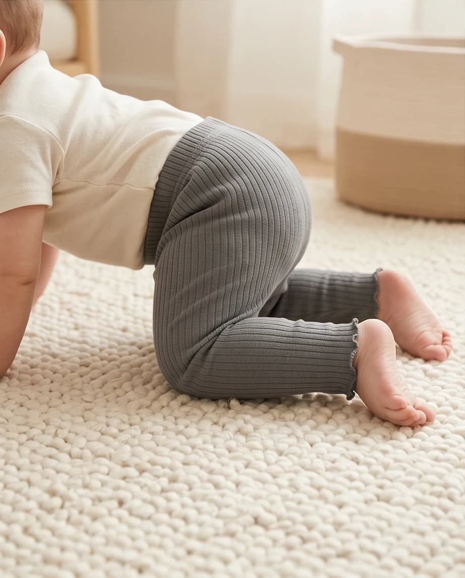 Szare, prążkowane legginsy  3