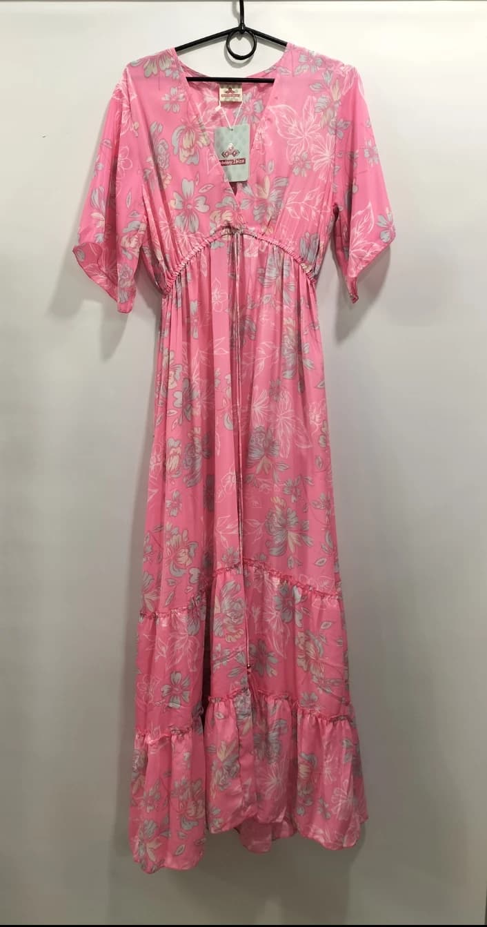 Różowa sukienka maxi w kwiaty 2