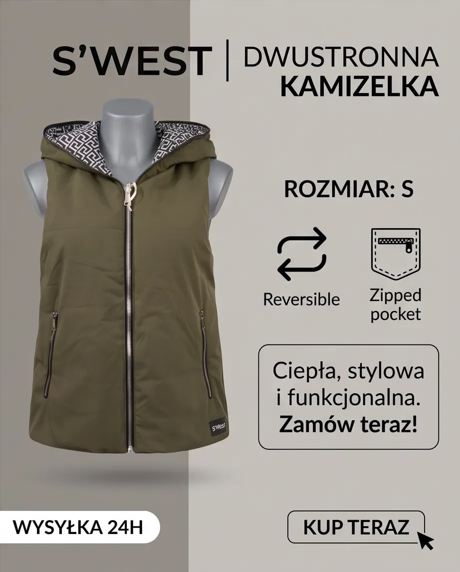 Stylowa, dwustronna kamizelka